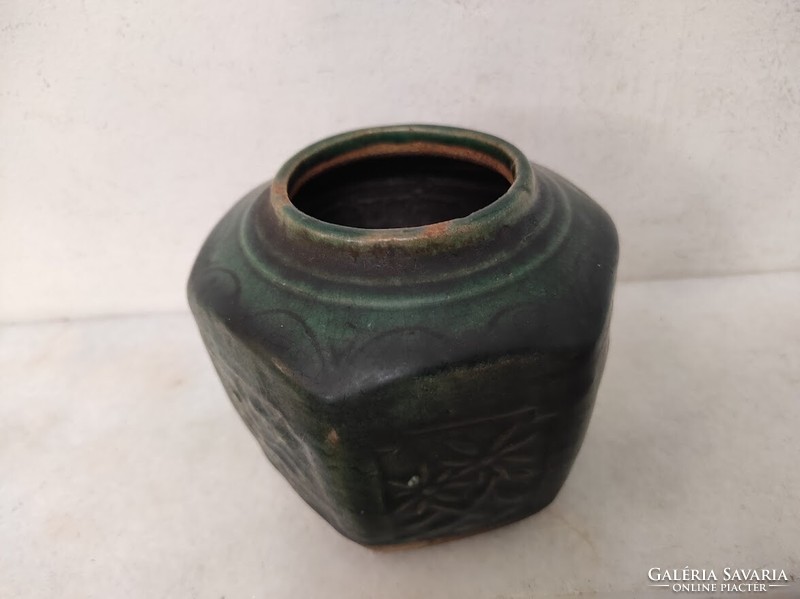 Antique Chinese pot tarrakotta ginger holder with green glaze china 554 5992