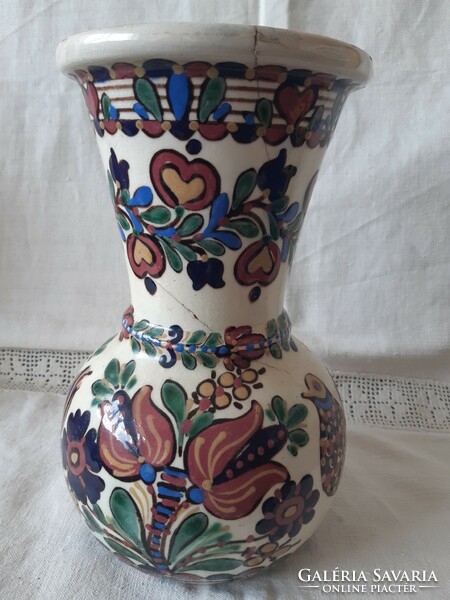 Rooster and hen ceramic vase by Imre Baán