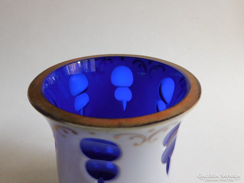Multi-layered peeled, painted bieder glass cup
