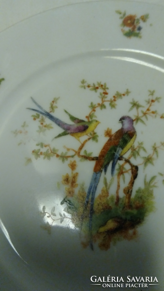 2 antique old Bohemian Czechoslovak bird bowls, small porcelain dessert plates, bowls