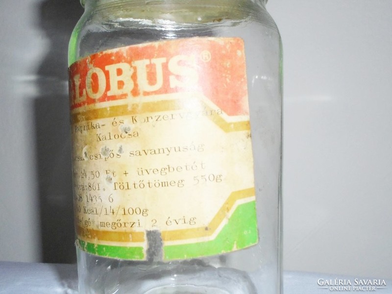Retro globus paper labeled mason jar - kage peppers and cannery - from 1986