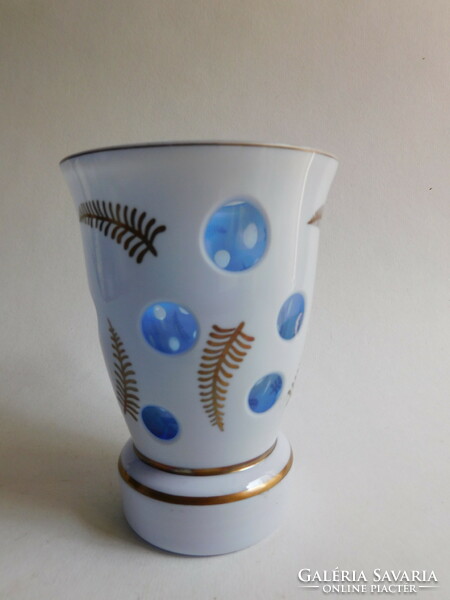 Multi-layered peeled, painted bieder glass cup
