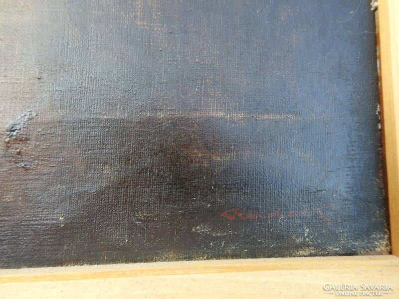 Antik jelzett festmény - naplemente - ismeretlen festő