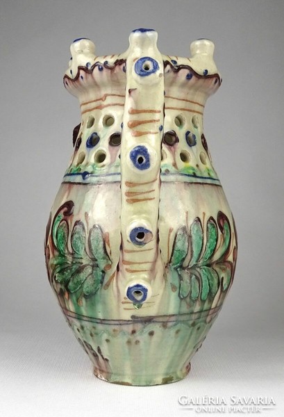 Fegyő glazed ceramic bait jug with a human head marked 1J867 1981 Fegyő