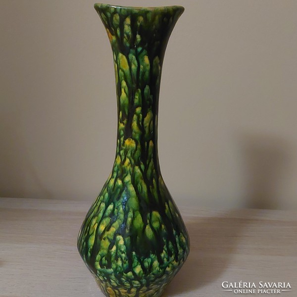 Mid century retro zöld kerámia váza