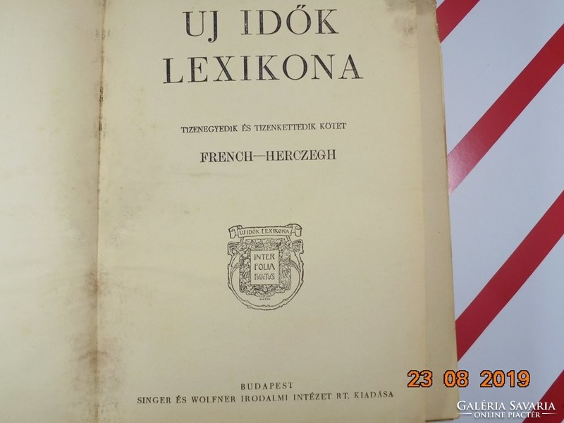 Uj idők lexikona, 11.-12. kötet - 1938-as kiadás