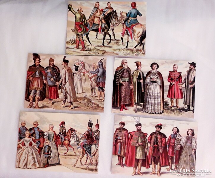 Postcard 5 pieces, series, Hungarian costumes