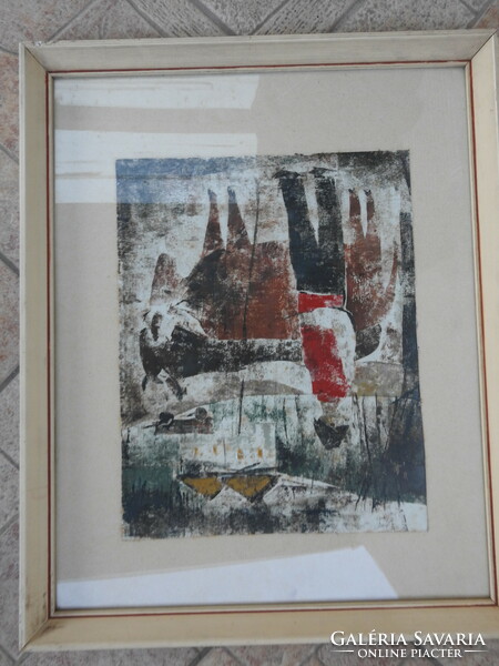 Old abstract painting condor ? Indicated