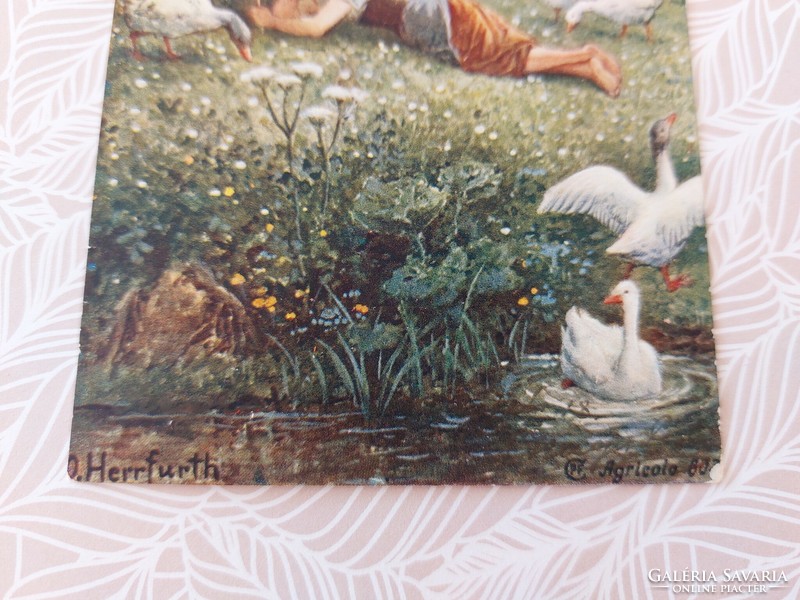 Régi képeslap 1902 Oskar Herrfurth művészrajz mese levelezőlap