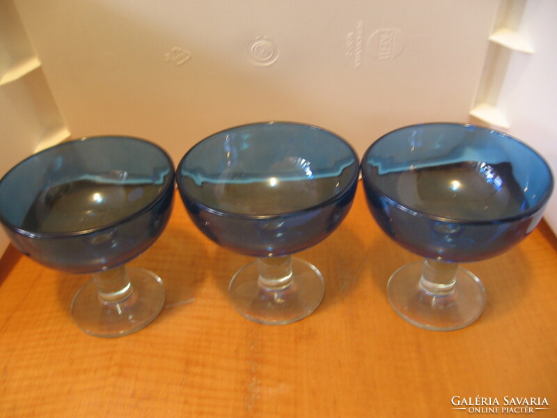 Cocktail, ice cream goblet with blue top, 3 pieces in one