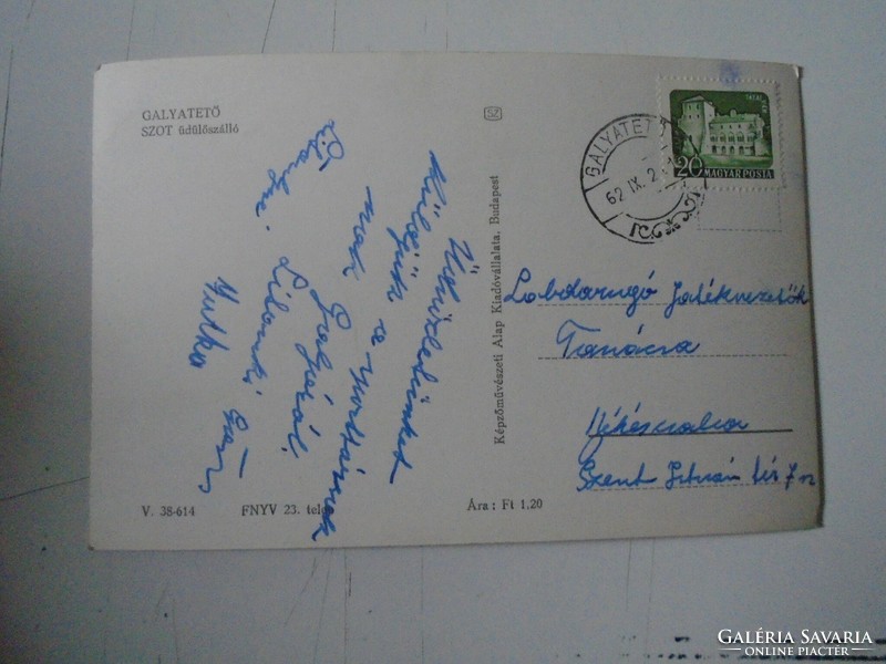 D191148 old postcard - galya roof - football referees council Békéscsaba signatures 1962