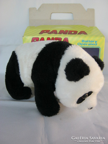 Retró elemes játék plüss panda mackó dobozában