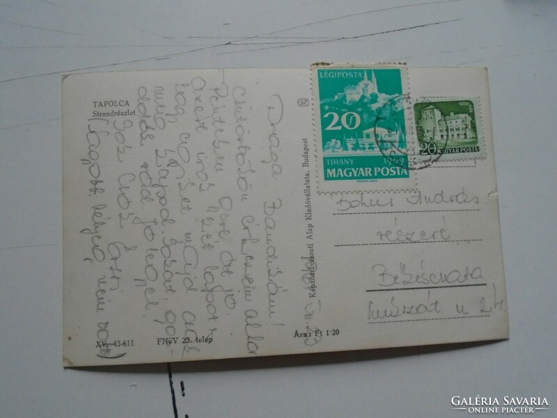 D191154   Régi képeslap -TAPOLCA -Strandrészlet  1961