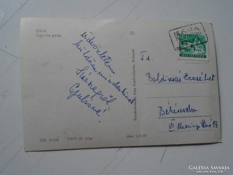 D191162 Régi képeslap - BAJA  - PU  szekrényből  bélyegzéssel  1963