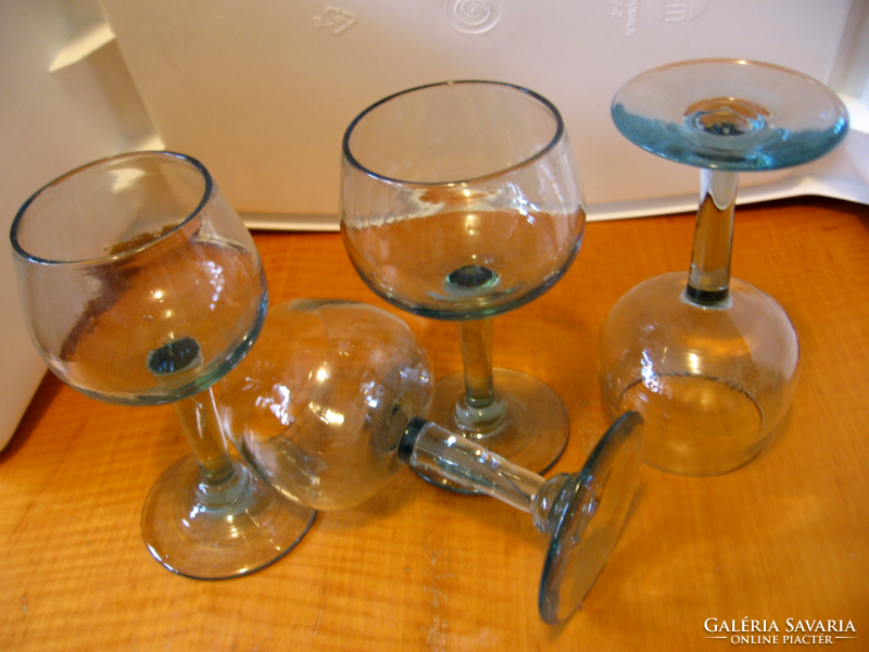 Turquoise blue bubbly, unique artistic stemmed wine glasses 4 in one