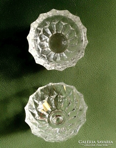 Nice little mini crystal glass bonbonier sphere, jewelry holder, ring holder, German label, flawless, 7 cm