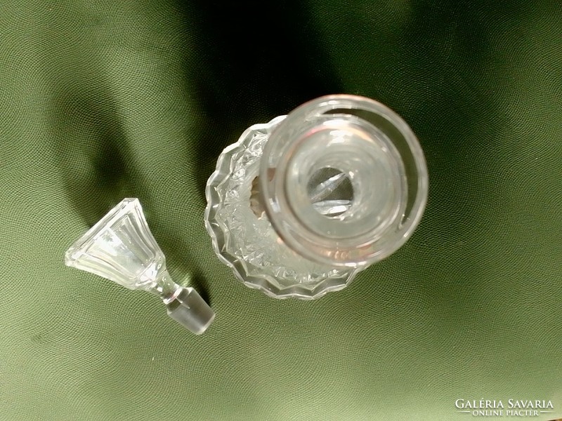 Antik régi csiszolt elegáns art deco ólomkristály üveg likőrös italos készlet kiöntő 6 pohár