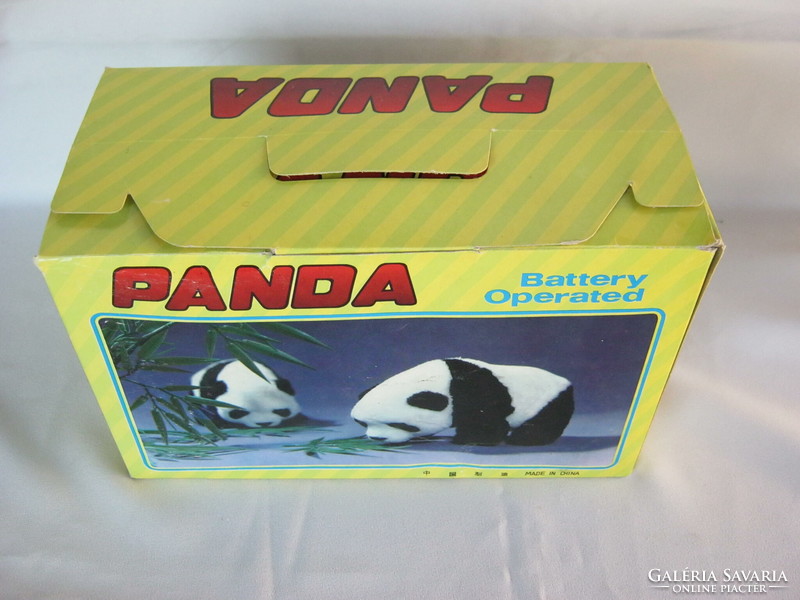 Retro battery toy plush panda teddy bear in box