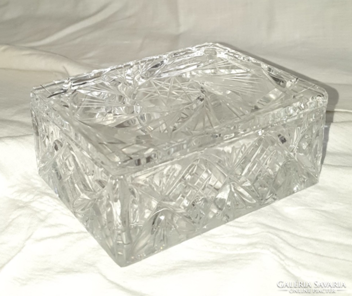 Bonbonnier with crystal lid 12x9.5x5 cm