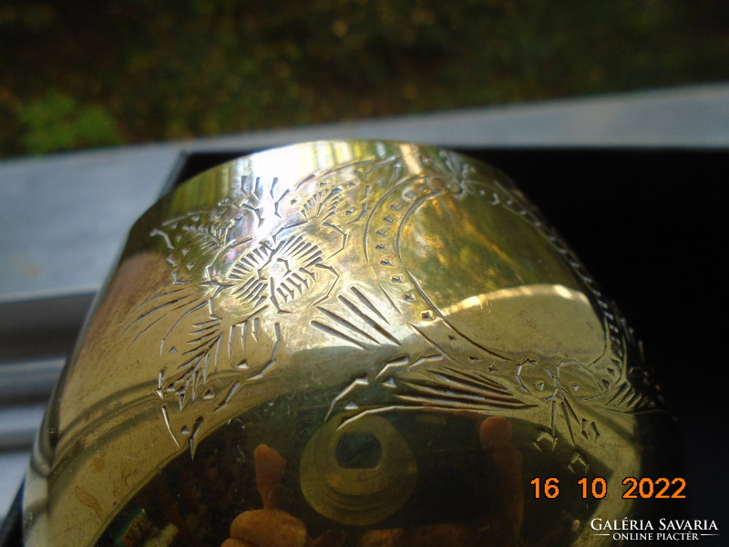 Silver-plated tall heavy goblet with chiseled patterns