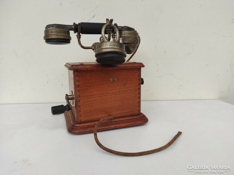 Antik telefon 1890-1910 ös évek készülék asztali fa dobozos Paris 975 6089