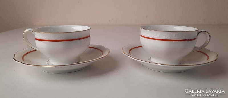 2 retro kpm porcelain mocha cups + base