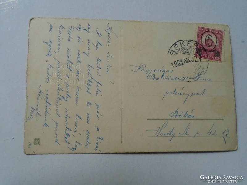 D191185  Régi képeslap - Fuvolázó utca zenész kutyával Békés 1931  Boldizsár