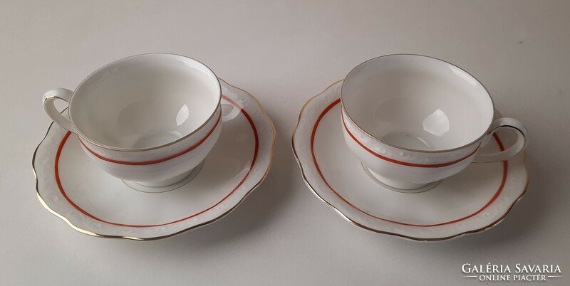 2 retro kpm porcelain mocha cups + base