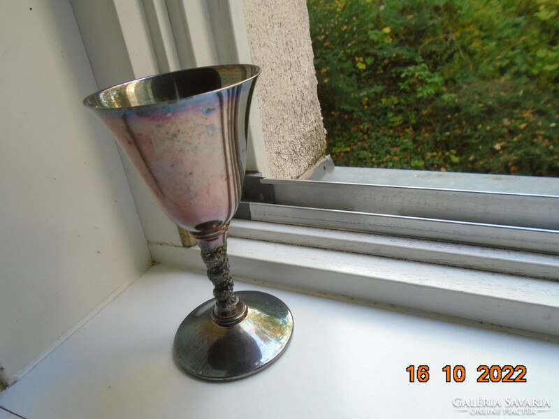 Silver-plated falstaff Spanish wine goblet with convex flower spiral pattern stem