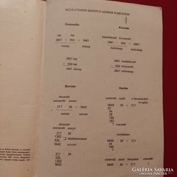 Matematika munkafüzet, általános iskola 4. osztály