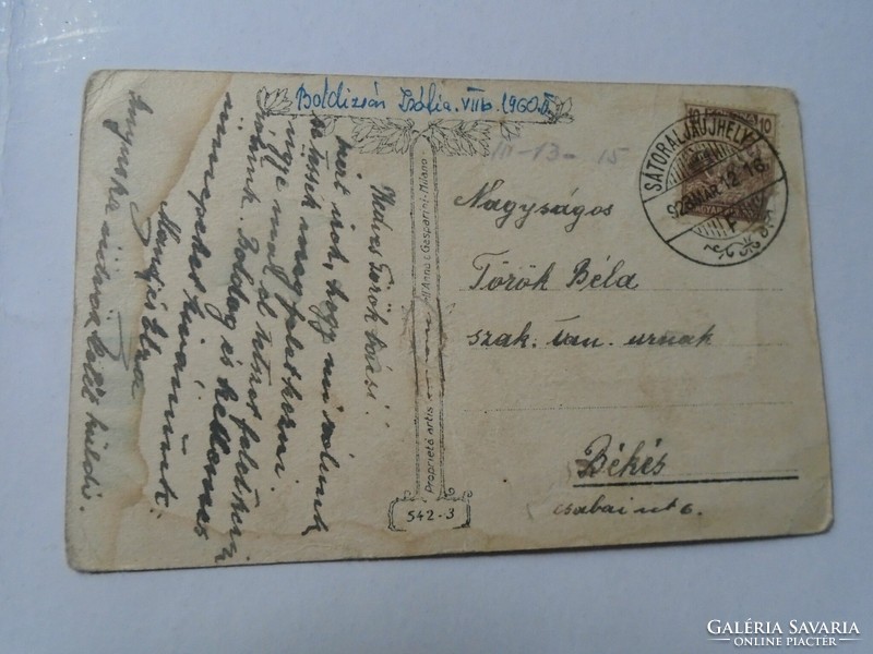 D191194 old peace postcard - little girl - Béla Turkish specialist teacher peaceful 1928 sátoraljaújhely