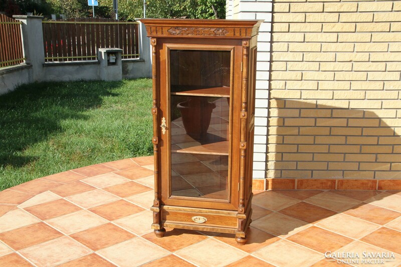 Old German antique display case, glass cabinet 1.