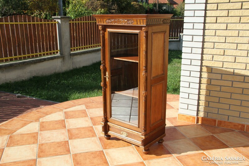 Old German antique display case, glass cabinet 1.