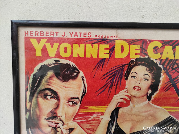 Antique 1950s movie poster in color Yvonne de Carlo cinema not in old frame 968 6096