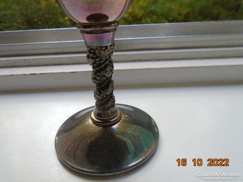 Silver-plated falstaff Spanish wine goblet with convex flower spiral pattern stem