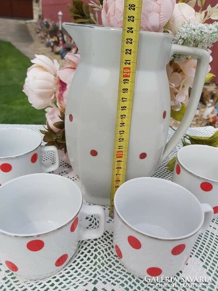 4 Zsolnay porcelain mugs with polka dots, mugs and Bulgarian jugs, pieces of nostalgia,