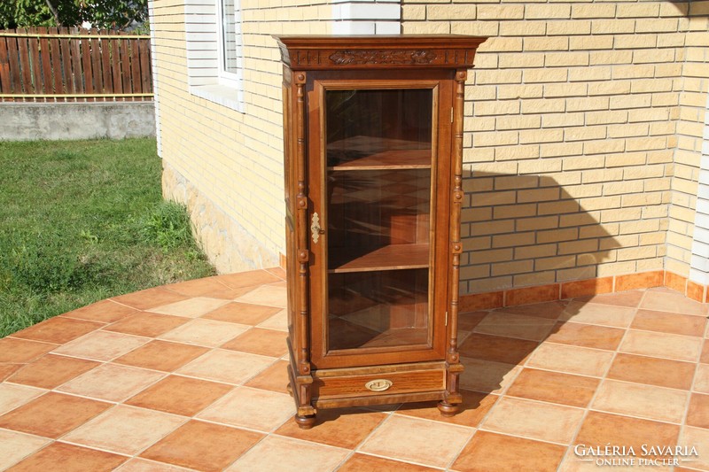 Old German antique display case, glass cabinet 1.