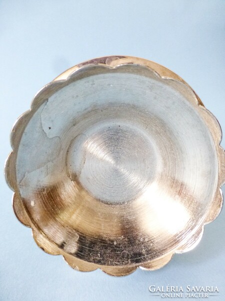 Retro, crystal, metal bowl with a base, hazelnut bowl, offerer