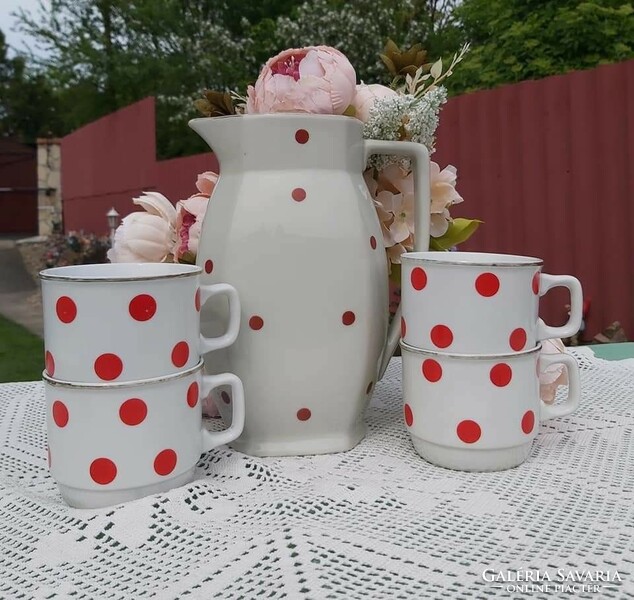 4 Zsolnay porcelain mugs with polka dots, mugs and Bulgarian jugs, pieces of nostalgia,