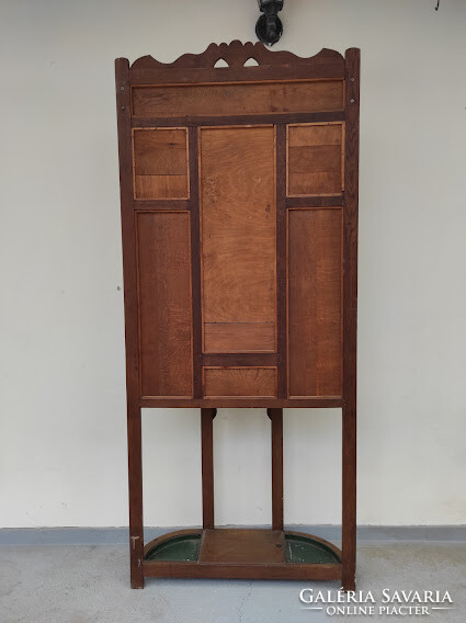 Antik előszobafal Art Deco faragott rátétes tükrös ruha akasztós fa előszoba fal 964 6107