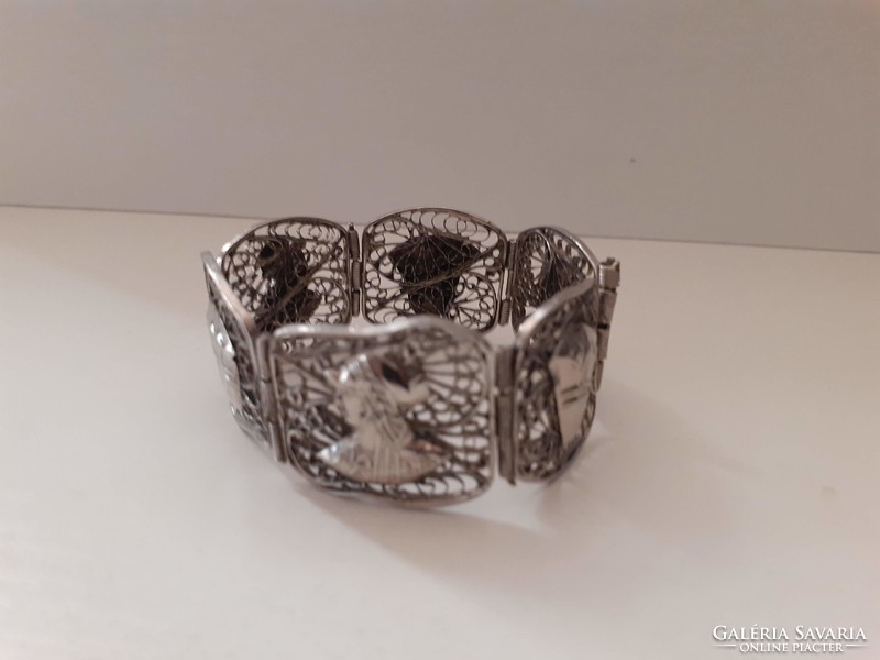 Retro silver-plated art-deco bracelet