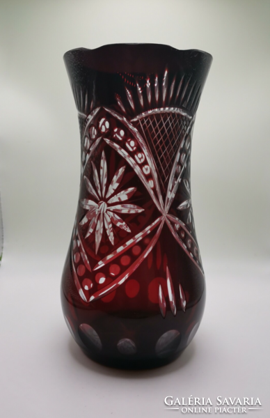 Burgundy crystal vase