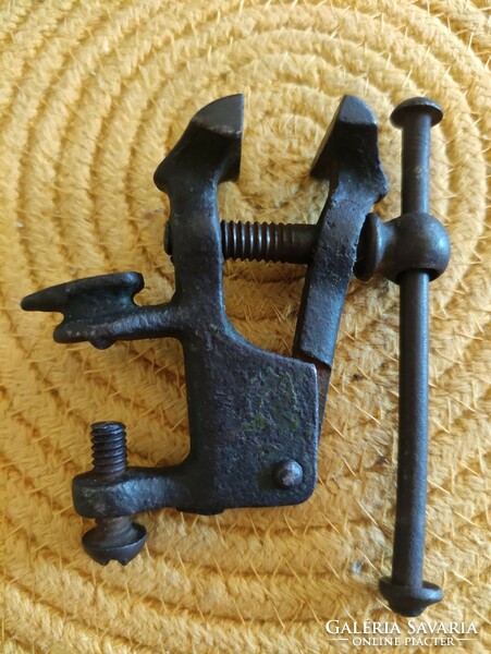 Old cast iron jeweler's mini vise with anvil