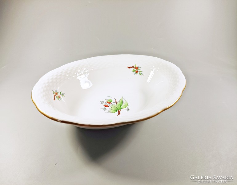 Herend, large oval salad bowl with rosehip pattern, perfect! (J348)