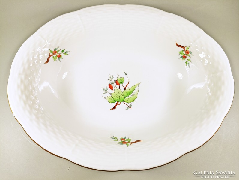 Herend, large oval salad bowl with rosehip pattern, perfect! (J348)