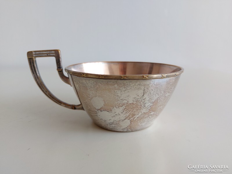 Old metal art nouveau coffee cup of art nouveau style
