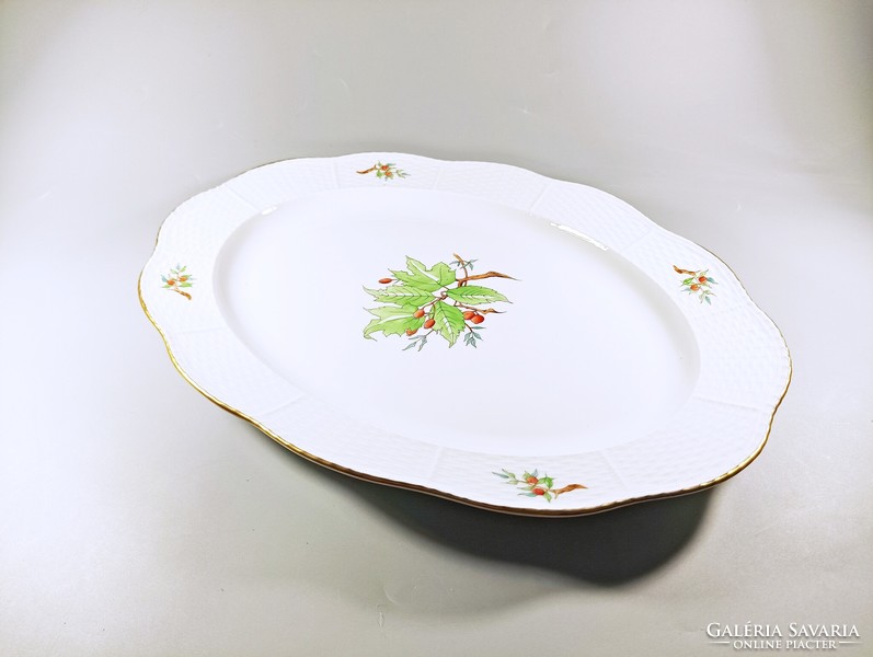 Herend, large oval serving tray with rosehip pattern, perfect! (J347)