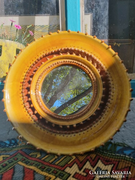 Csavlek Etelka industrial artist ceramic mirror marked