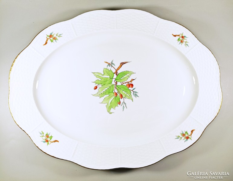 Herend, large oval serving tray with rosehip pattern, perfect! (J347)