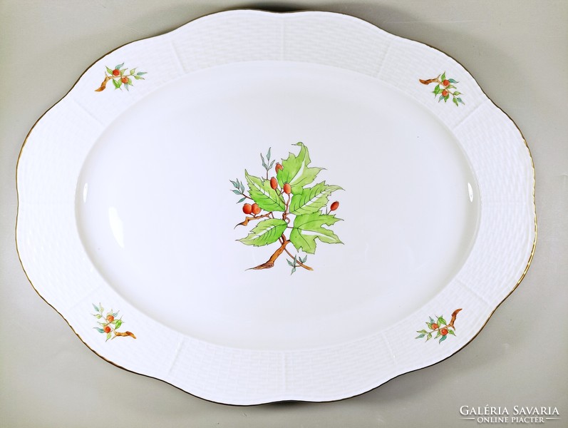 Herend, large oval serving tray with rosehip pattern, perfect! (J347)